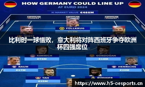 比利时一球惜败，意大利将对阵西班牙争夺欧洲杯四强席位