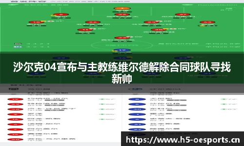 沙尔克04宣布与主教练维尔德解除合同球队寻找新帅